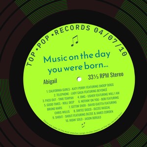 16th birthday card for boy or girl / born in 2010 16th birthday gift for son or daughter / 2010 music personalised card / record label songs bright green