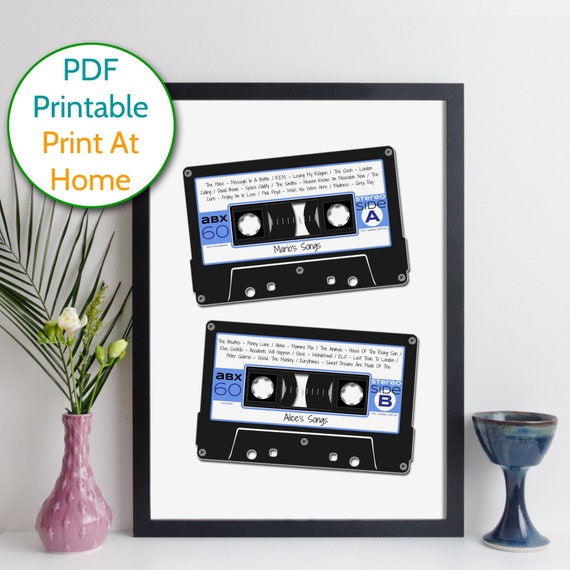 Personalised Cassette Mix Tape Printable PDF / Custom Cassette | Etsy