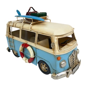 Large Vintage Blue Bus Metal Model
