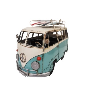 Vintage Blue Bus Metal Model