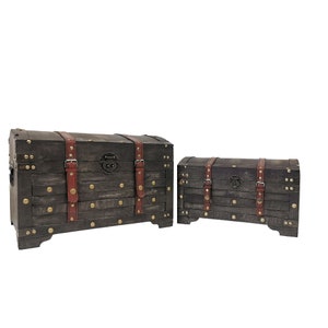 Distressed Grey Wooden Chest Set