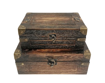 Brown Distressed Wood Box Set