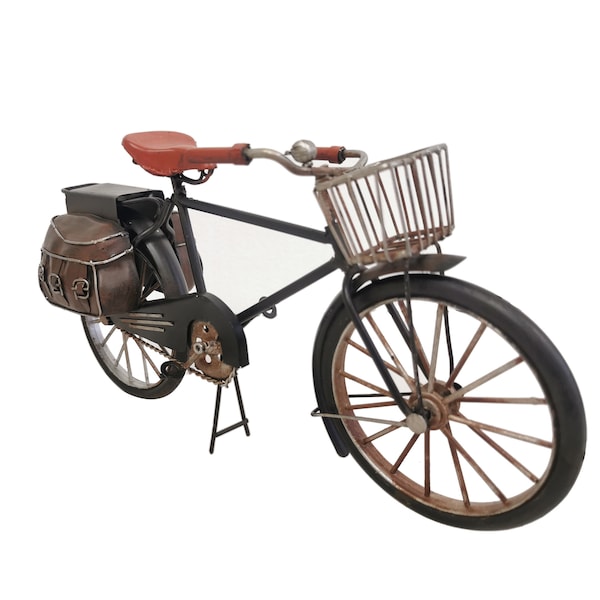 Metal Model Bicycle with Brown Bags