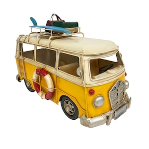 Large Vintage Yellow Bus Metal Model