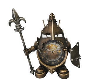 Bronze Middle Age Knight Table Clock