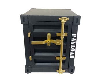 Black & Gold Container End Table