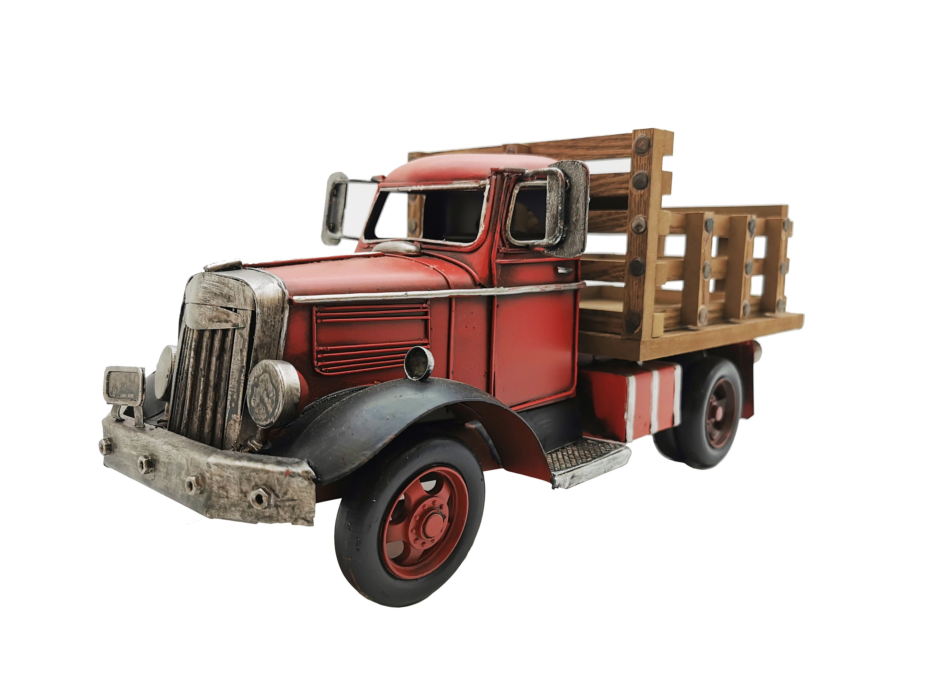 Red Vintage Farm Truck Metal Model