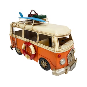 Large Vintage Orange Bus Metal Model