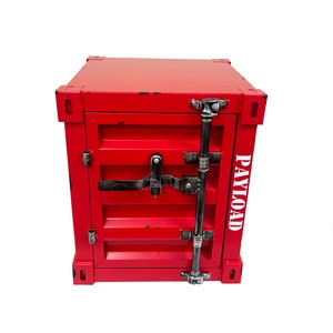 Distressed Red Container End Table