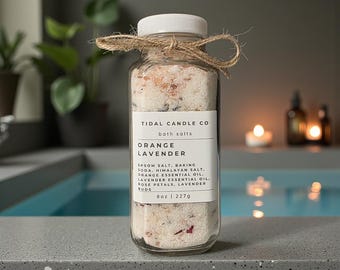 Essential Oil Botanical Bath Salts Soak 8oz Lavender Eucalyptus Orange | BODY BY TIDAL
