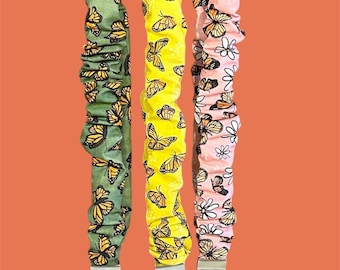 Monarch vlinder scrunchie sleutelkoord | Sleutel- of badgehouder dierinsect | ID-sleutelhanger herfst voor verpleegkundigen, docenten en studenten | Handgemaakt cadeau