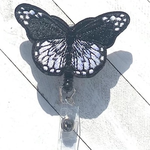 Black Monarch Butterfly Badge Reel | Beautiful Insect Name ID Insect Badge Reels for Work | School Teacher | Nurse Healthcare | Office