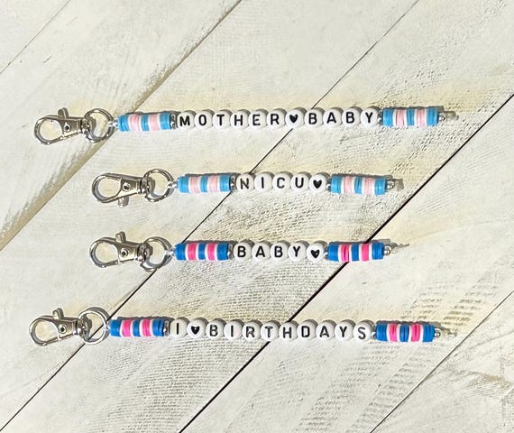 NICU RN Charm | Labor & Delivery | Postpartum Baby Nurse | Baby Blanket Clay Beaded Keychain | Neonatal Nurse | Pink Blue Charm | Gifts