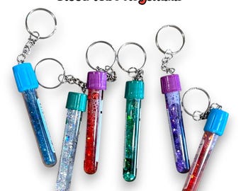 Portachiavi glitterati con provetta per prelievo di sangue / Regalo per prelievo di sangue per flebotomisti / Accessorio con distintivo scintillante / Accessorio per prelievo di sangue Vacutainer / Regali per infermieri