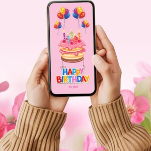 Cartão Digital Feliz Aniversário Rosa