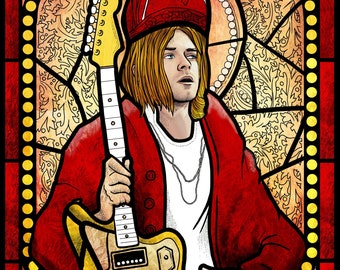 Kurt Cobain stained glass art Print