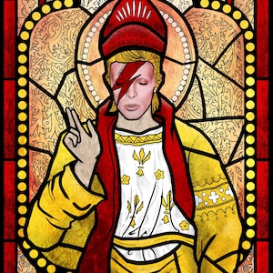 David Bowie Stained Glass art illustration print