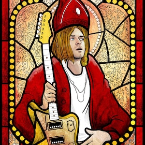 Kurt Cobain stained glass art Print