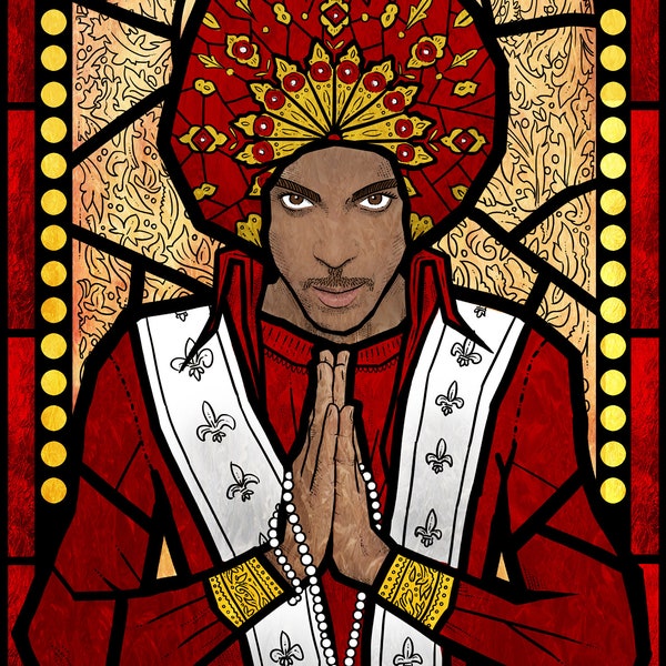 Prince stained glass collectable print A3