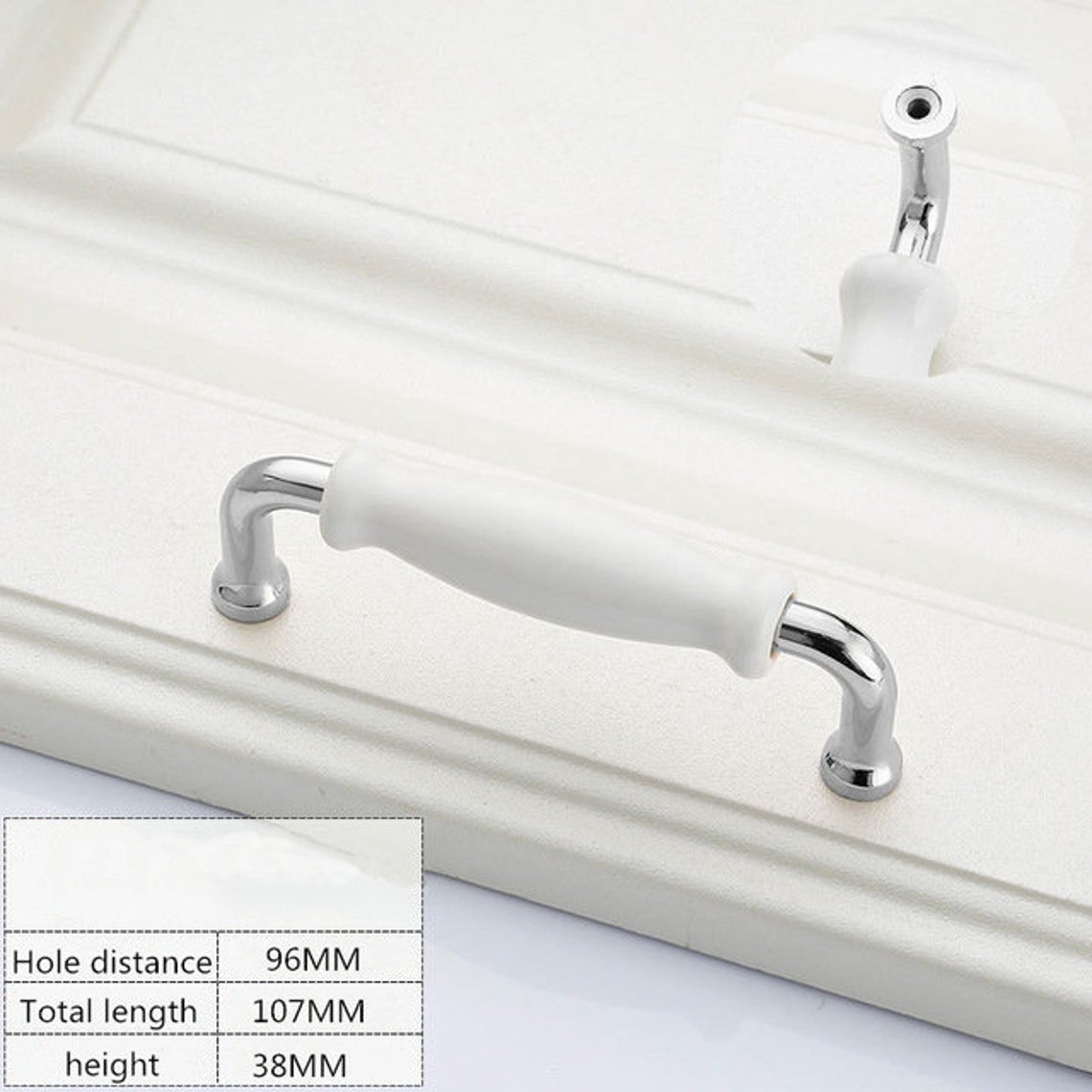 White Ceramic Door Handles Modern Furniture Knobs Zinc Alloy Etsy