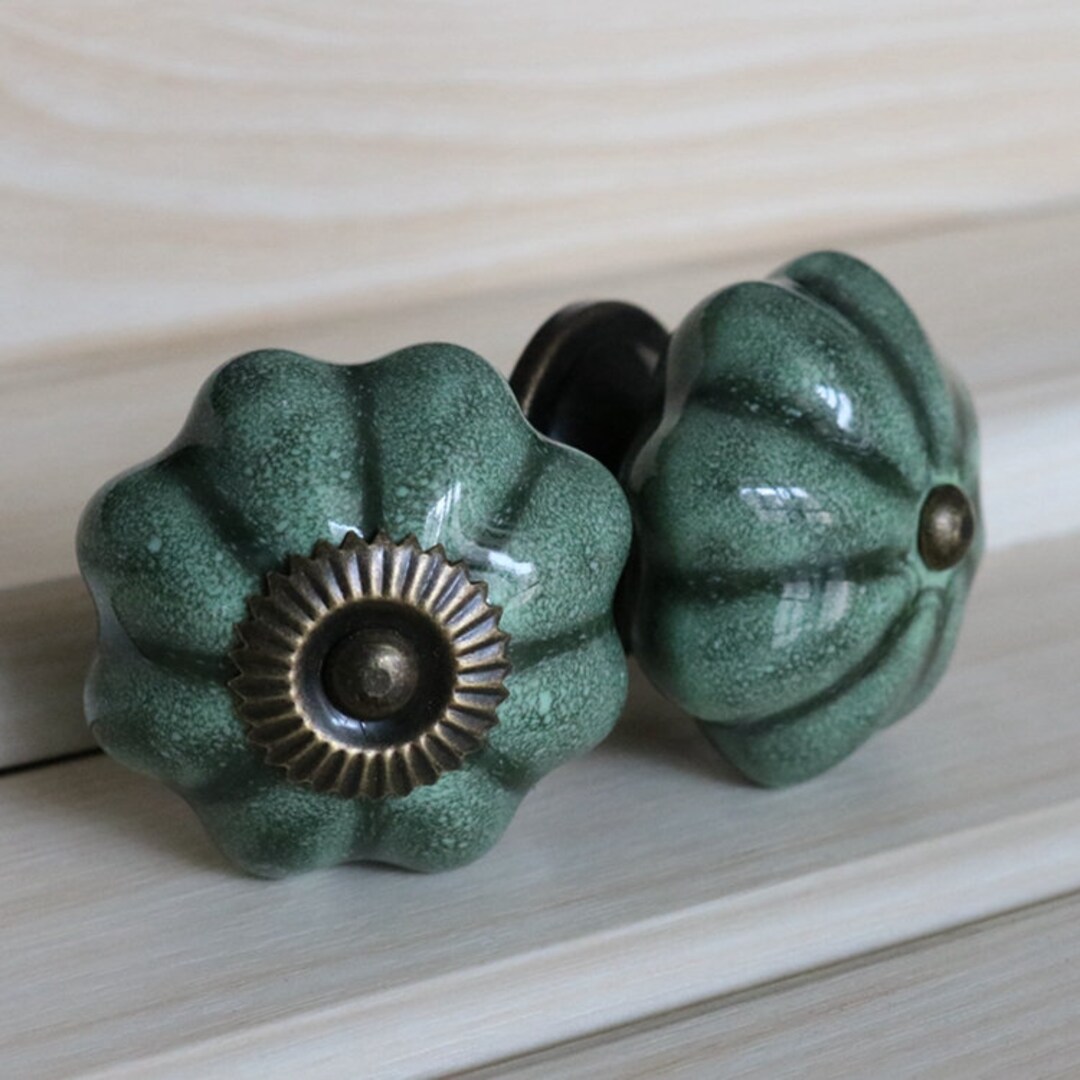Dark Green Ceramics Knobs Pulls, Door Handle Knobs, Knobs for Home ...