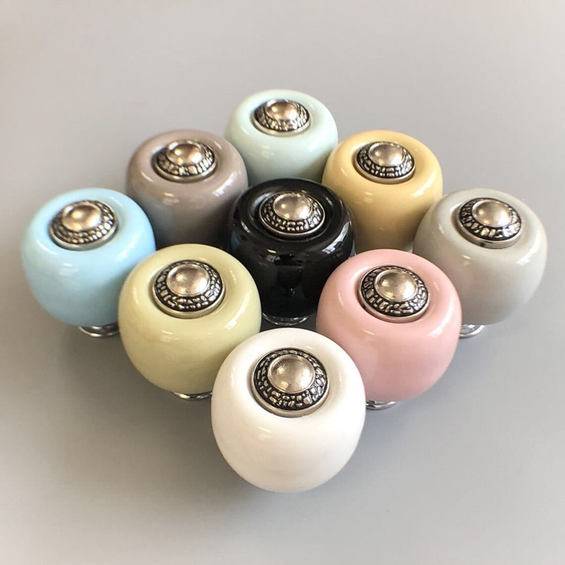 Pure Color Round Shaped Ceramic Knob Cupboard Closet Etsy