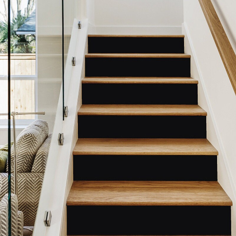 Contremarche à Coller Noir Mat. Contremarche Escalier 1M. Décorative. Autocollant Pour Escalier