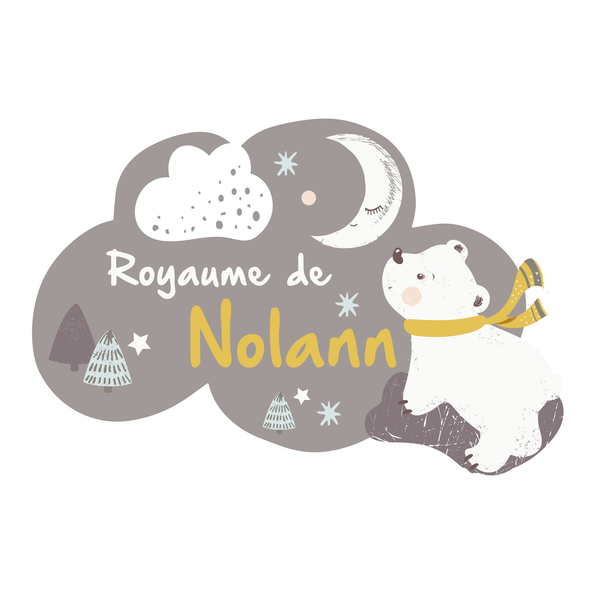 sticker Autocollant Plaque de Porte Pour Enfants Royaume Polaire - Idéal Chambre Personnalisable ave