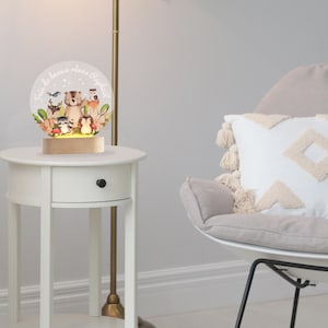 Veilleuse bébé animaux de la forêt personnalisable LED, veilleuse animaux de la jungle