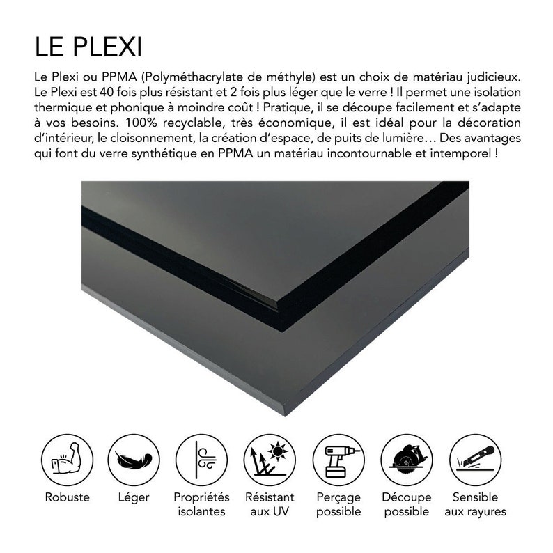 Plaque Plexigglas noir au format A3, A4 ou A5. Épaisseur de 2 mm ou 4 mm. Feuille de verre acrylique. Verre synthétique. Plaque PMMA XT. Plexigglas extrudé image 3