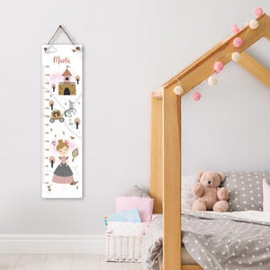 Toise personnalisée pour bébé et enfant, toise prénom personnalisable, toise murale princesse à suspendre