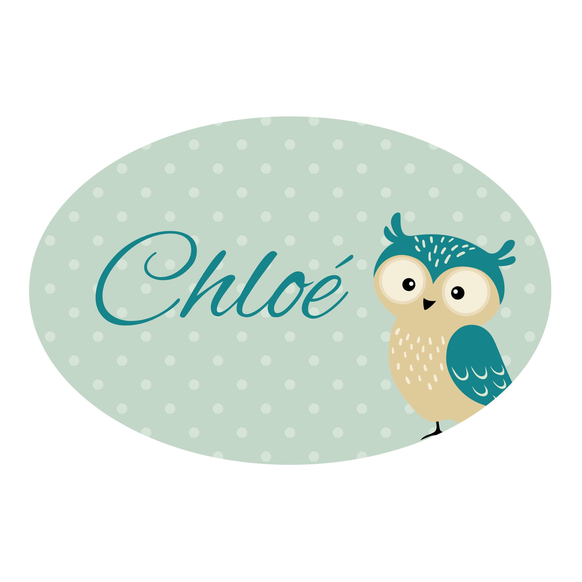 sticker Autocollant Plaque de Porte Pour Enfants Petit Hibou - Idéal Chambre Personnalisable avec Le