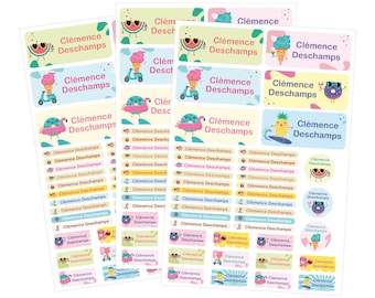 Étiquettes Ecole Prénom Personnalisable, kit de 120 étiquettes prénom, étiquettes stylos, cahiers, gourde...autocollants écolier avec prénom