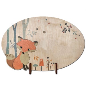 Wooden door plaque forest animals customizable with your child's first name Wood 29 x 19 cm image 5