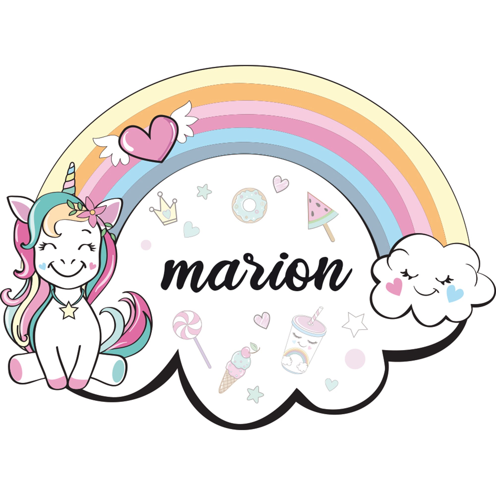 sticker Tête de Lit Adhésive Pour Chambre d'enfant - L'arc en Ciel Décoration Personnalisable avec L