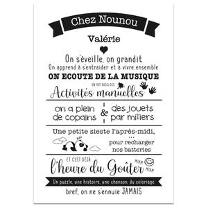 Poster Chez Nounou personnalisable, Affiche Nounou avec prénom, Cadeau personnalisé assisante maternelle