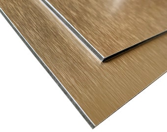 Panneau Composite Aluminium Brossé Or Reversible Or clair Or foncé 3mm - Plaque alu avec au Centre un Polyéthylène (PVC)