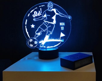 Customizable Football Night Light, Footballer Night Light, Boy's Bedroom Decoration, Customizable Football Lamp, Boy's Football Mood Light