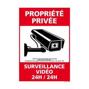 Panneau Sécurité Propriété Privée Surveillance Vidéo 24h/24, Propriété Privée sous alarme, loi protection de la vie privée image 1