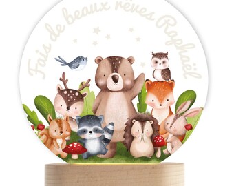 Veilleuse bébé animaux de la forêt personnalisable LED, veilleuse animaux de la jungle