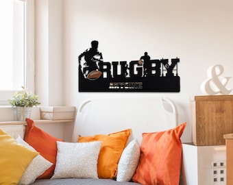 Tête De Lit Décorative Rugby Personnalisable, Décoration Murale Chambre Rugby, Plaque Décor Rugby Personnalisé