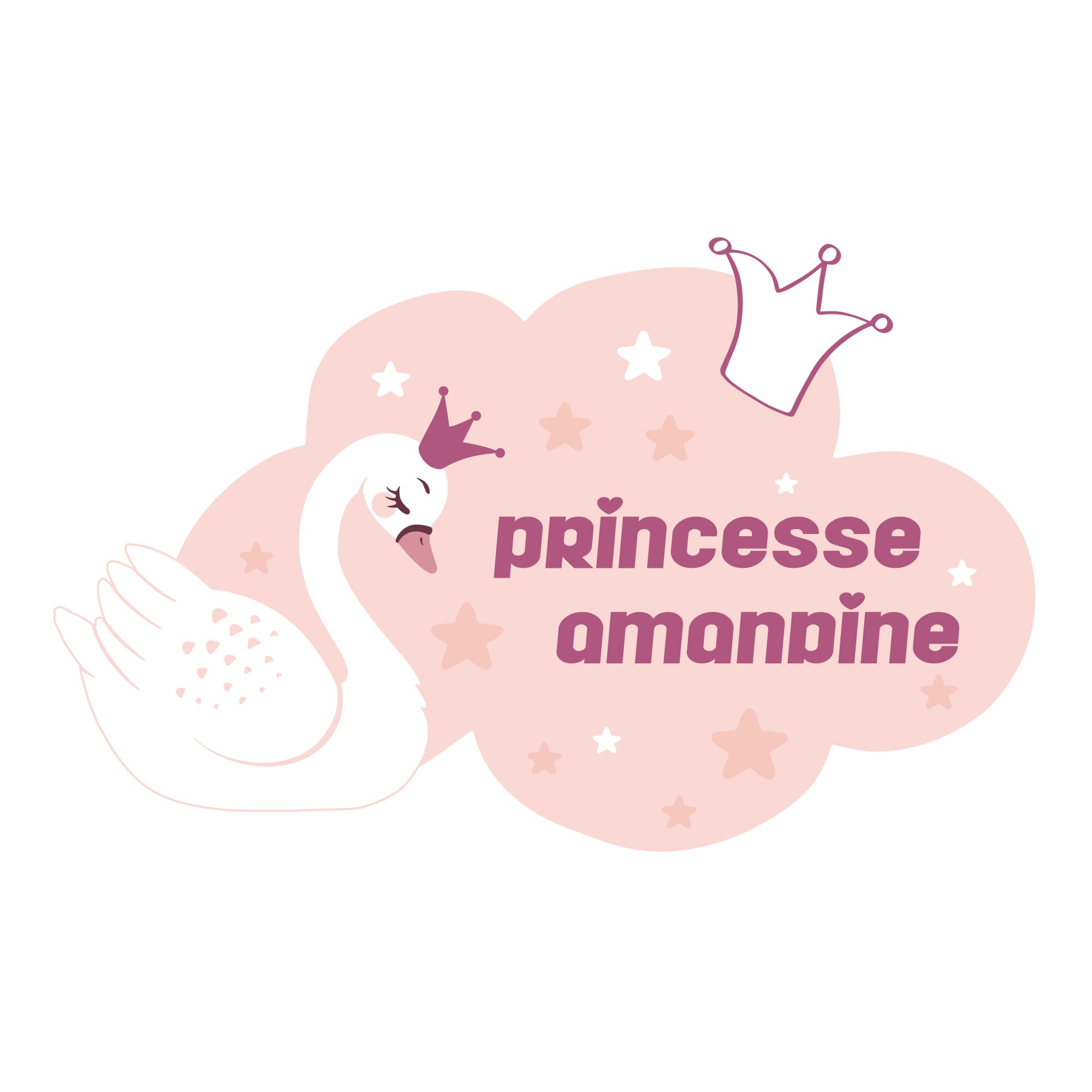 sticker Autocollant Plaque de Porte Pour Enfants Princesse - Idéal Chambre Personnalisable avec Le P