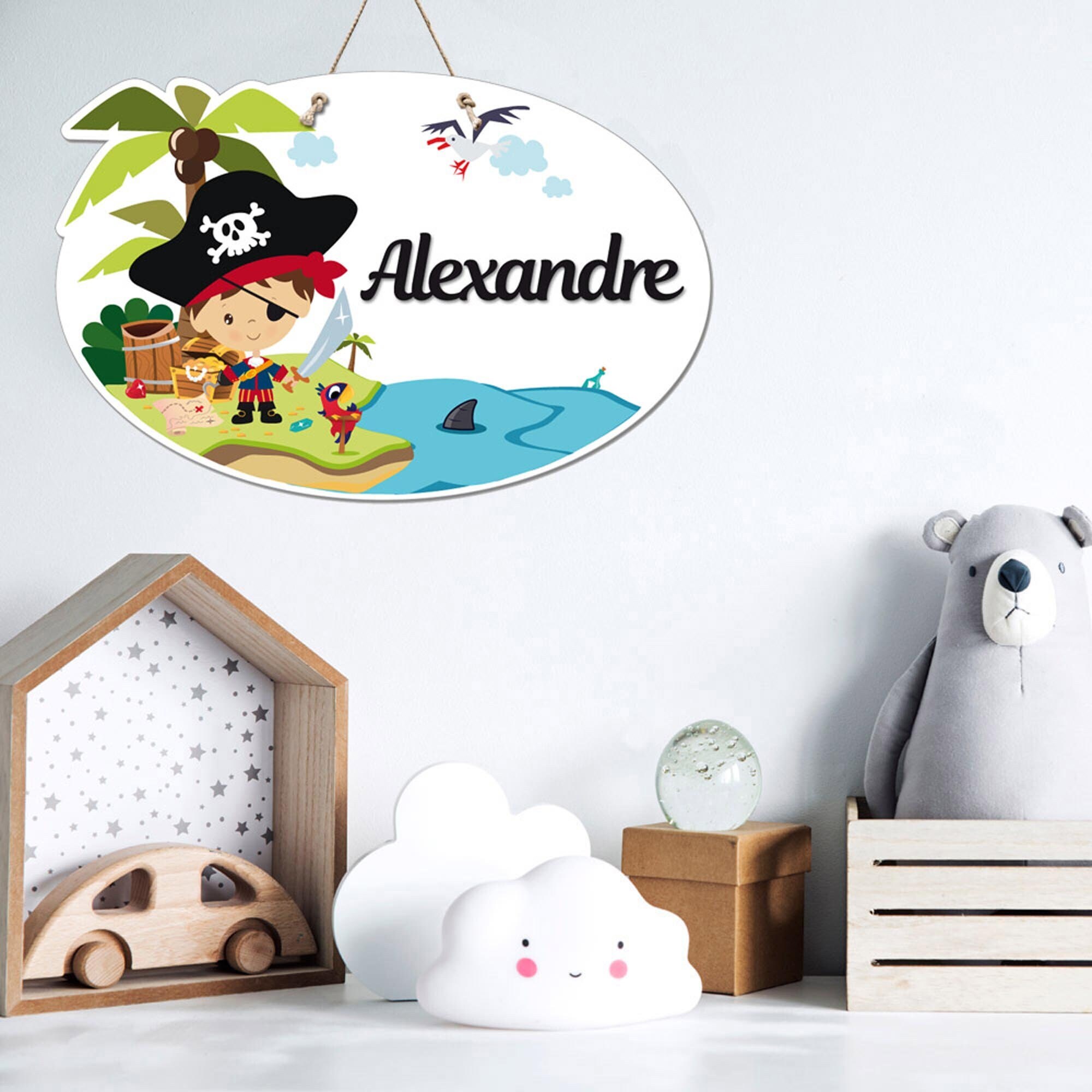 Plaque de Porte Pour Chambre Enfant Pirate - Pancarte à Personnaliser Décoration Piraterie