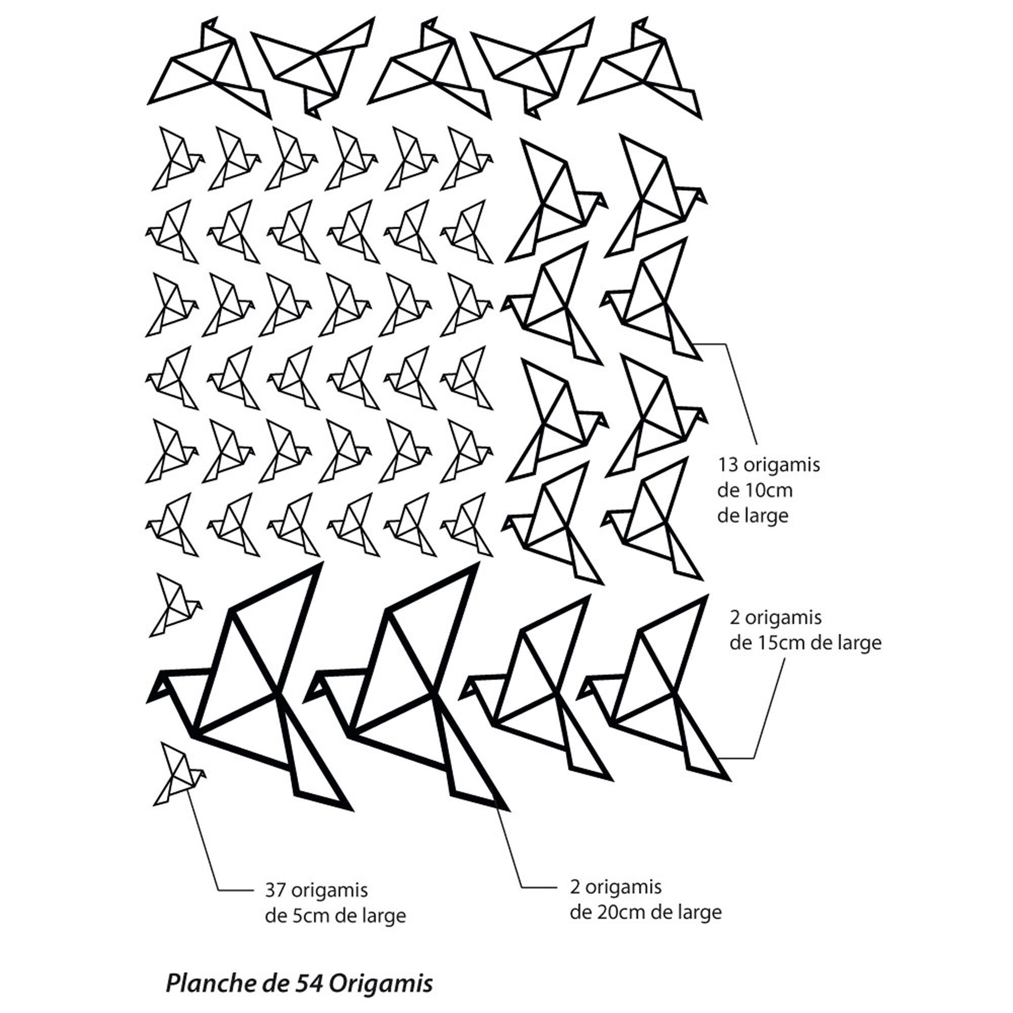 Planche de 54 Stickers Adhésifs Origami - Stickers Décoratif Adhésifs