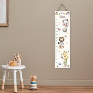 Toise personnalisée pour bébé et enfant, toise prénom personnalisable, toise murale animaux du cirque à suspendre