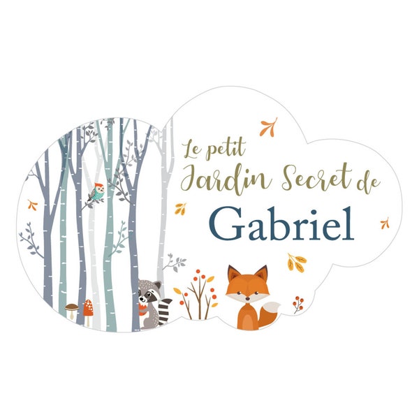 Sticker adhésif plaque de porte personnalisable avec le prénom de votre enfant - Le petit jardin secret