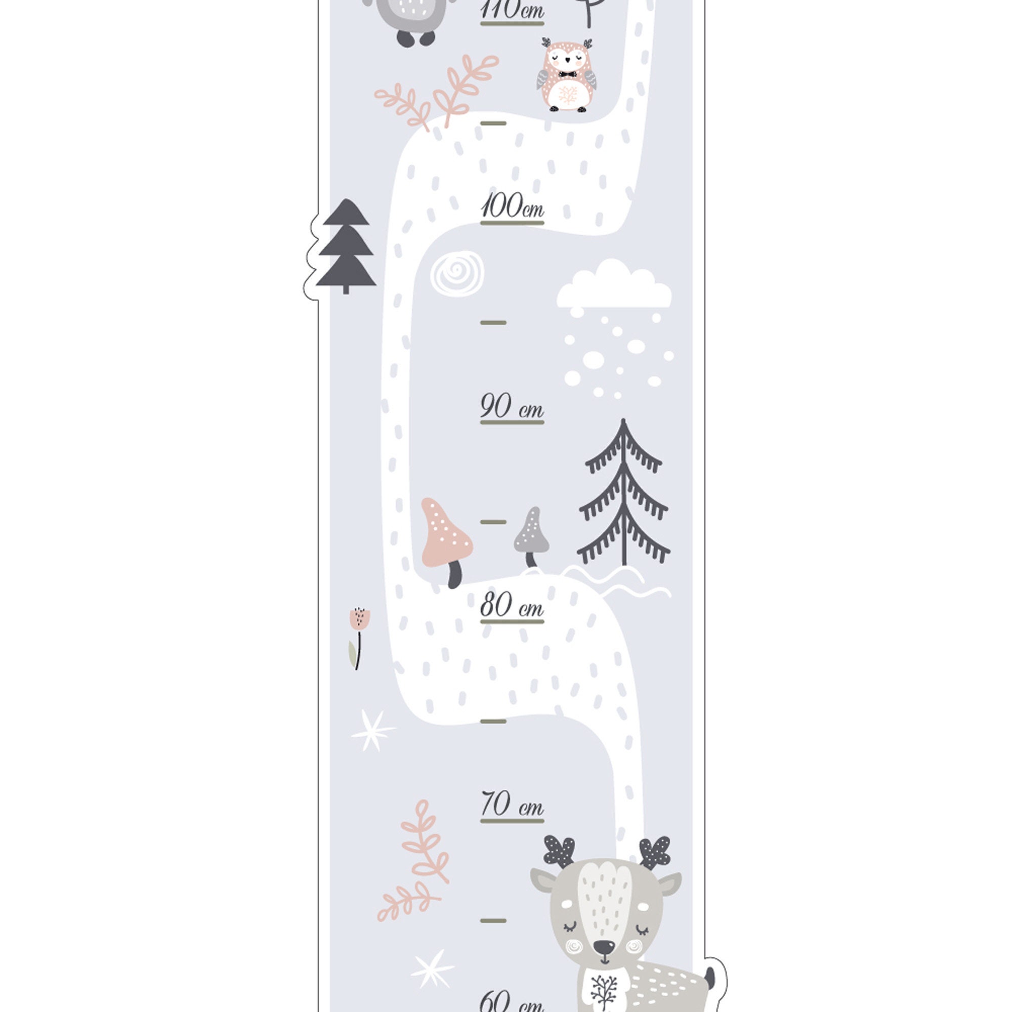 sticker Toise Murale Pour Enfant - Taille de L'enfant Règle Mesure Thème Forêt