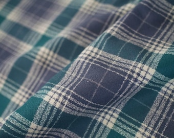 Eucalyptus Mammoth Flannel | Cotton Flannel Fabric | Plaid Fabric | 1/2 Yard Increments