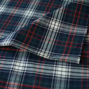 Lisbon Brushed | Organic Tartan Fabric | Green  | 1/2 Yard Increments