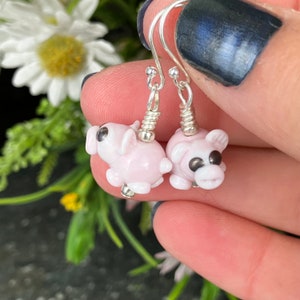 Piggies Handmade Glass Earrings on Sterling Silver Ear Wires image 6